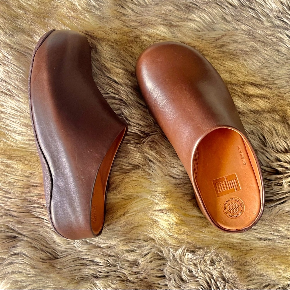 FitFlop Shuv Leather Clog Espresso Brown NWOB EU 38 / UK 5 / US 7